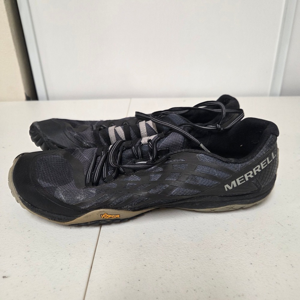 Merrell Trail Glove 4 10.5 Black Grey Barefoot Running Shoes J09664 Vibram